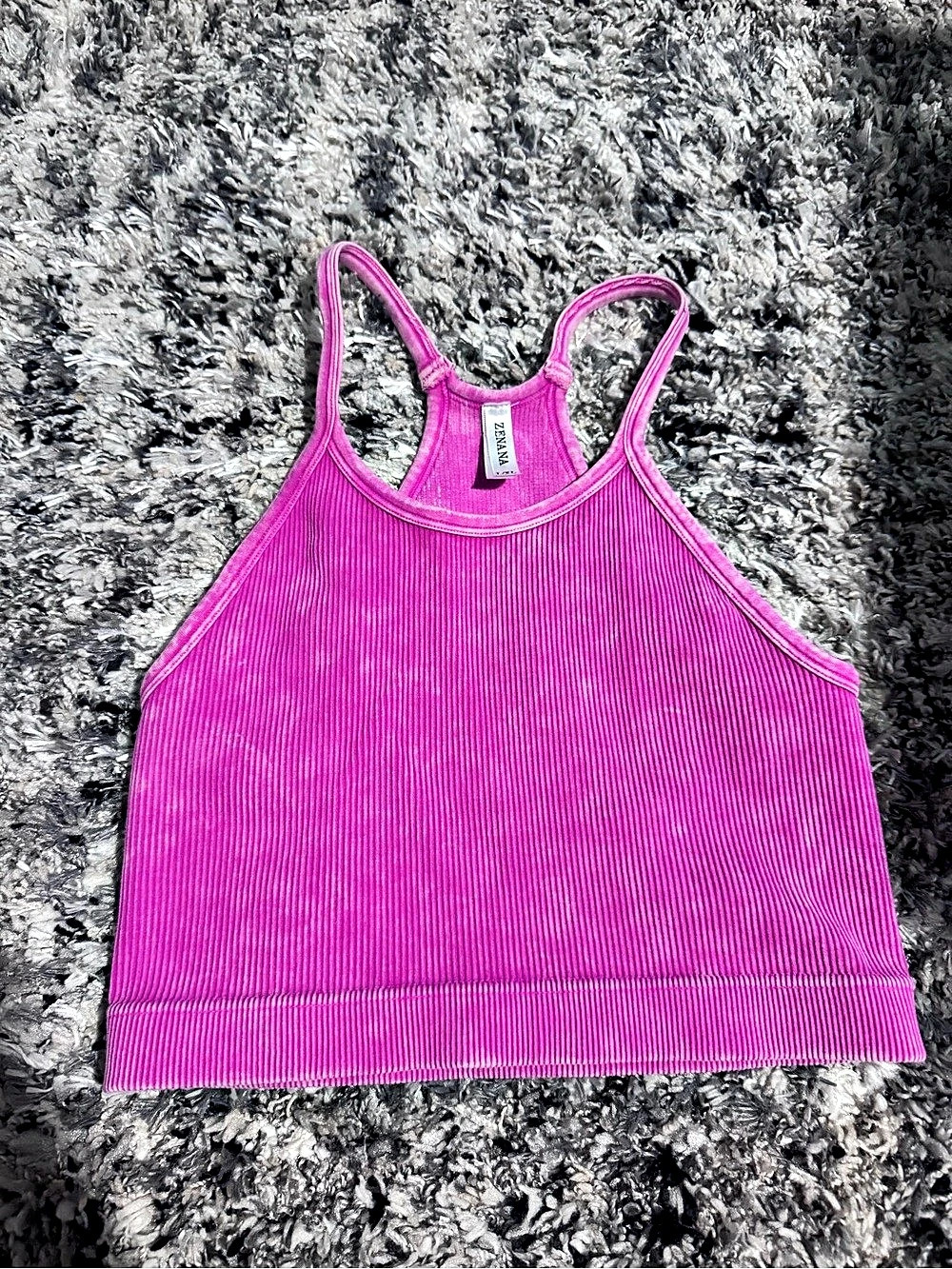 Zenyana Ribbed Tank Top in Pink